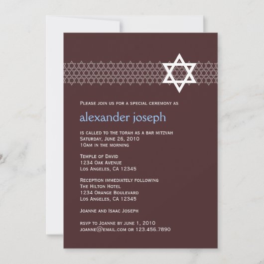 Shining Star Bar Mitzvah Uitnodiging (Voorkant)