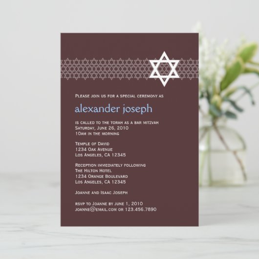 Shining Star Bar Mitzvah Uitnodiging (Staand voorkant)