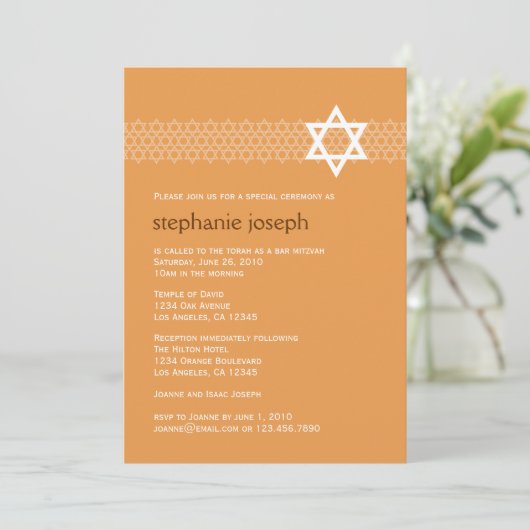 Shining Star Bat Mitzvah Uitnodiging (Staand voorkant)