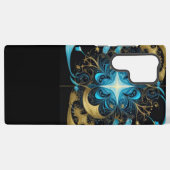 Shining Star Blue Flower Gold Samsung Galaxy Hoesje (Achterkant horizontaal)