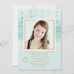 Shining Star Foto Bat Mitzwa Uitnodiging