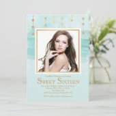 Shining Star Foto Uitnodiging (Staand voorkant)