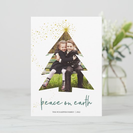 Shining Star | Foto voor vrede op aarde Feestdagenkaart (Staand voorkant)