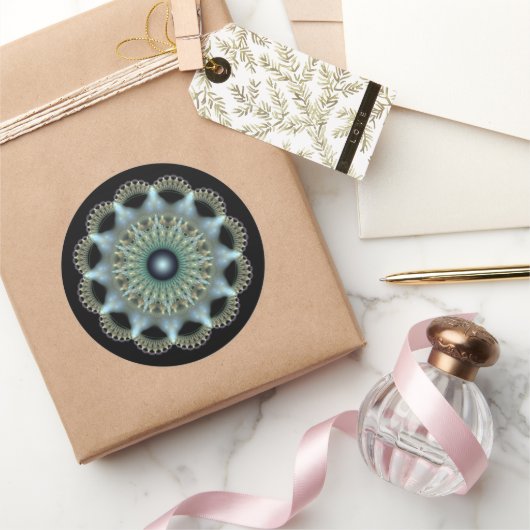 Shining star fractal ornament ronde sticker (Geschenken)