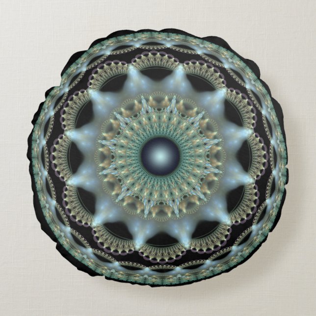 Shining star fractal rond ornament kussen (Voorkant)