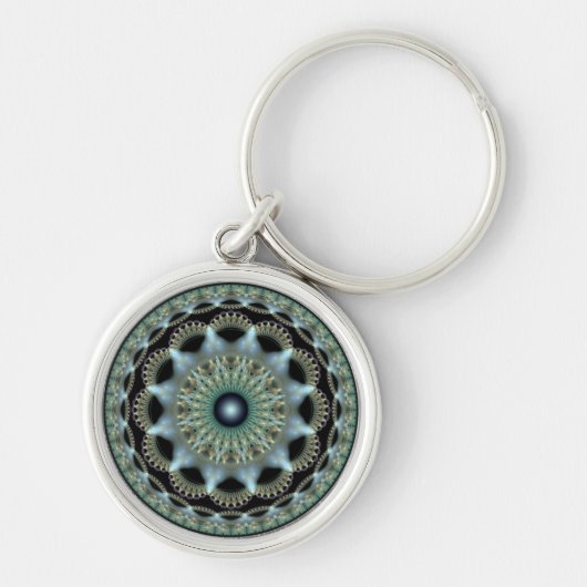 Shining star fractal rond ornament sleutelhanger (Voorkant)