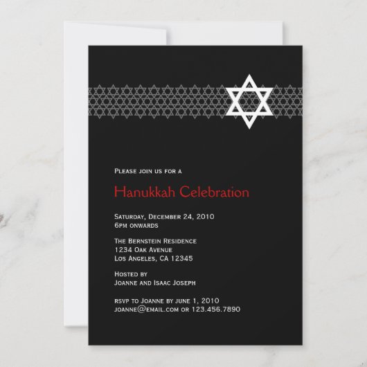 Shining Star Hanukkah Party Invitation Kaart (Voorkant)