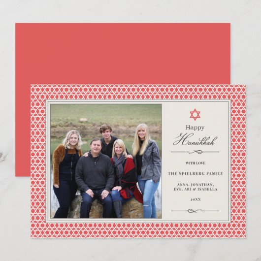 Shining Star Hanukkah Photo Flat Card Feestdagenkaart (Voorkant / Achterkant)