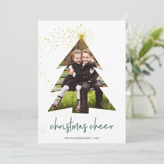 Shining Star | kerstfoto Feestdagenkaart (Staand voorkant)