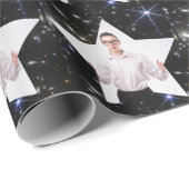 Shining Star Personalized Photo Space Background Cadeaupapier (Rol Hoek)