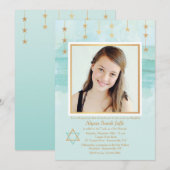 Shining Star Photo Bat Mitzvah Uitnodiging (Voorkant / Achterkant)