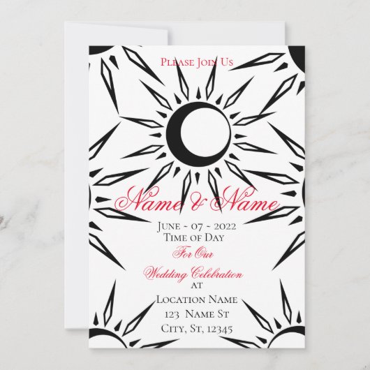 Shining Sun Crescent Moon Thunder_Cove Invitation Kaart (Voorkant)