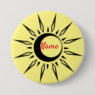 Shining Sun Crescent Moon Thunder_Cove Ronde Button 7,6 Cm