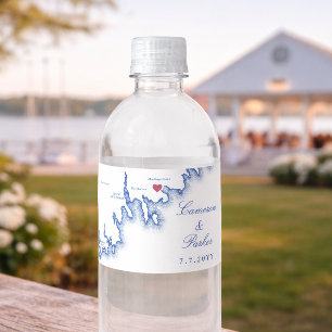 Shining Tides Bruiloft Mattapoisett Kaart Waterfles Etiket