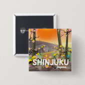 Shinjuku Japan reisposter Vierkante Button 5,1 Cm (Voorkant /achterkant)
