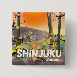 Shinjuku Japan reisposter Vierkante Button 5,1 Cm