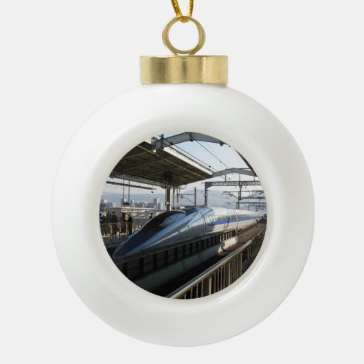 Shinkansen uit de 500-reeks 新 線 Bullet Train Keramische Bal Ornament (Voorkant)