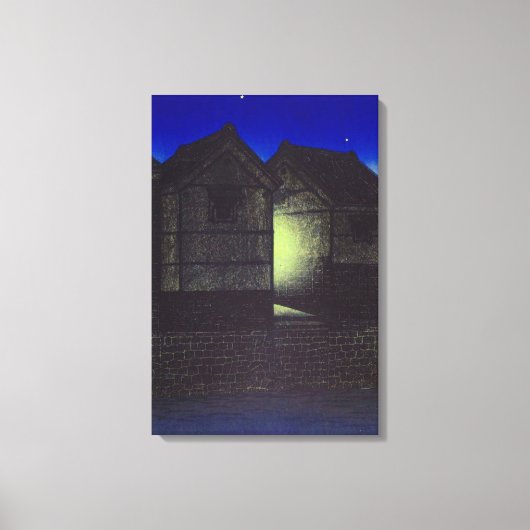 Shinkawa bij Night Kawase Hasui Canvas Afdruk (Voorkant)