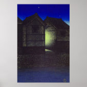 Shinkawa bij Night Kawase Hasui Poster (Voorkant)