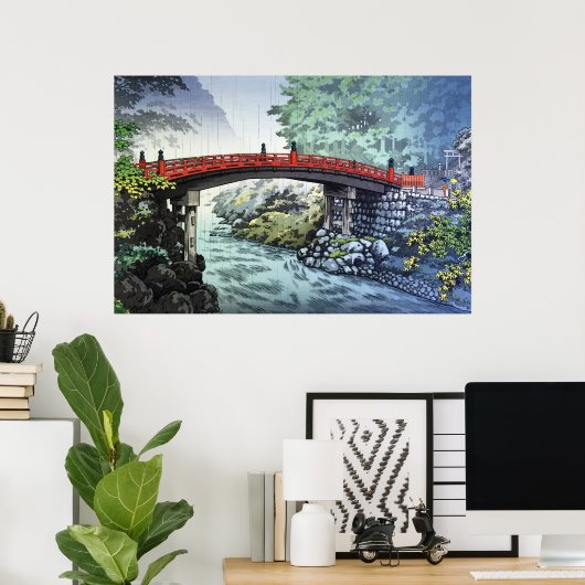 Shinkyo Bridge bij Nikko van Tsuchiya Koitsu Poster (Thuiskantoor)