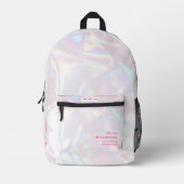 Shinny Holografisch Roze Stijlvol Bedrukte Rugzak (Voorkant)