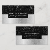 Shinny Stippen Pattern Black | Zilver natuurlijk p Visitekaartje (Voorkant / Achterkant)