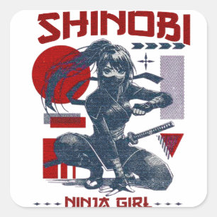 Shinobi ninja meisje T-shirt Vierkante Sticker