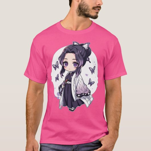 Shinobu Ds Schattigee Anime Girl Chibi Style T-shirt (Voorkant)