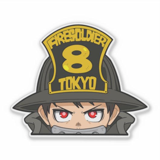Shinra Kusakabe Peeker Sticker – Fire Force Decal (Voorkant)
