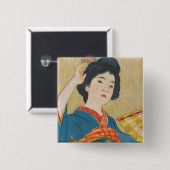 Shinsui Ito Maiko japanese  geisha-portret Vierkante Button 5,1 Cm (Voorkant /achterkant)