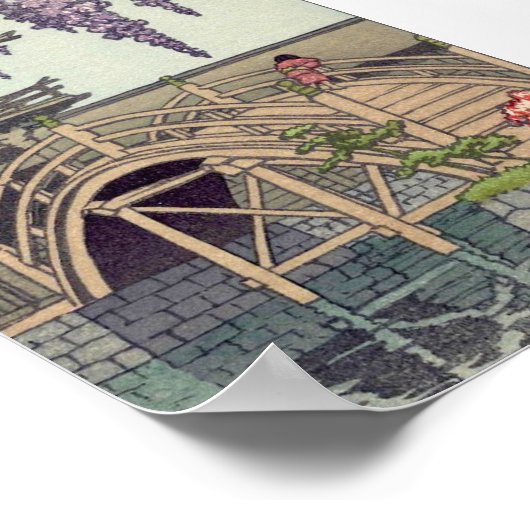 Shinto Architecture, Kameido Bridge Kawase Poster (Hoek)