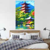 Shinto Serenity: De Ziel van de Tuin Canvas Afdruk (Insitu (Slaapkamer))