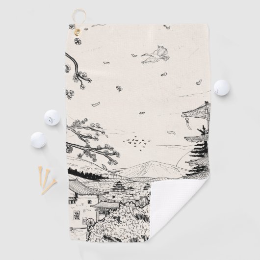 Shinto Shrine Fuji Edo Period Japan Shogun Inspire Golfhanddoek (Insitu)