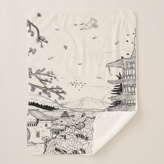 Shinto Shrine Fuji Edo Period Japan Shogun Inspire Sherpa Deken (Voorkant)