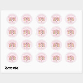 Shiny 3D Rainbow 8th Birthday Girl on Pink Ronde Sticker (Vel)