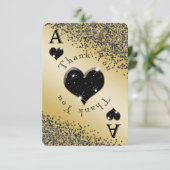 Shiny Ace of Hearts & Black Glitter Dank je wel Bedankkaart (Staand voorkant)