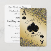 Shiny Ace of Spades & Black Glitter Dank je wel Bedankkaart (Voorkant / Achterkant)