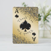 Shiny Ace of Spades & Black Glitter Dank je wel Bedankkaart (Staand voorkant)