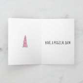 Shiny Aqua Pink Unicorn Birthday Kaart (Binnen)
