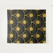 Shiny Art Deco Gold Sun Patroon op zwart Wandkleed (Voorkant (horizontaal))