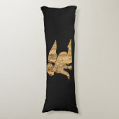 Shiny Baby Angel Wings Black Gold Angelic Lichaamskussen (Voorkant Verticaal)