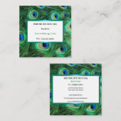 Shiny Big Peacock Feathers Vierkante Visitekaartje (Voorkant / Achterkant)