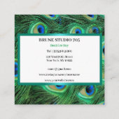 Shiny Big Peacock Feathers Vierkante Visitekaartje (Achterkant)