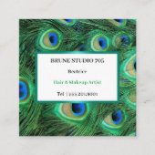 Shiny Big Peacock Feathers Vierkante Visitekaartje (Voorkant)