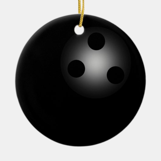Shiny Black Bowling Ball Bowlers Novelty Kerstmis Keramisch Ornament (Voorkant)