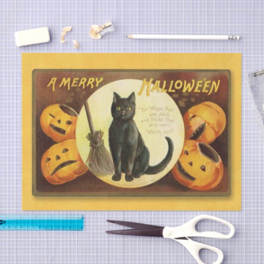 Shiny Black Cat Happy Halloween Tissuepapier (Craft)