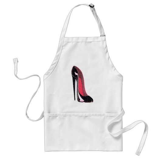 Shiny Black Stiletto Shoe Standaard Schort (Voorkant)
