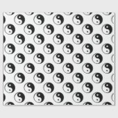 Shiny Black White Yin Yang Symbol Cadeaupapier (Vlak)