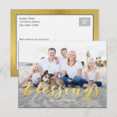 Shiny Blessings Holiday Photo Card Briefkaart (Voorkant / Achterkant)