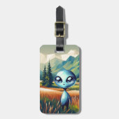 Shiny Blue Alien Bagagelabel (Voorkant verticaal)